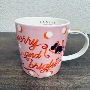Radley London Scottie Scottish Terrier Dog Pink Holiday Ceramic Mug Cup